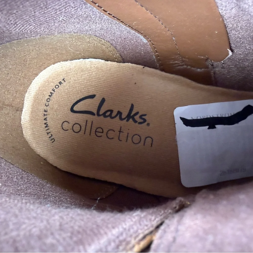 Clarks Collection NWT Cognac Leather Ankle Boots Buckle Zip Booties 6.5 - Picture 9 of 11